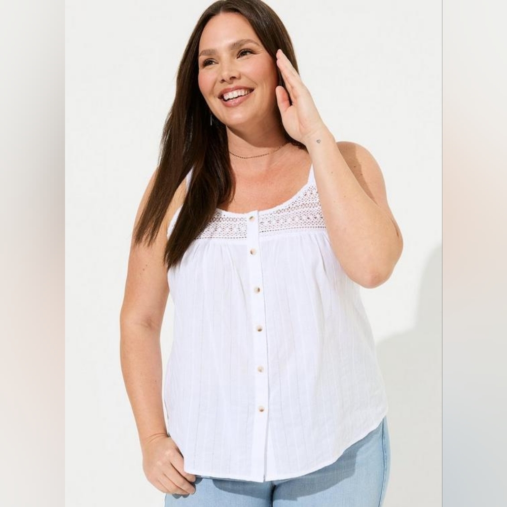 Torrid Cotton Embroided Tank Top